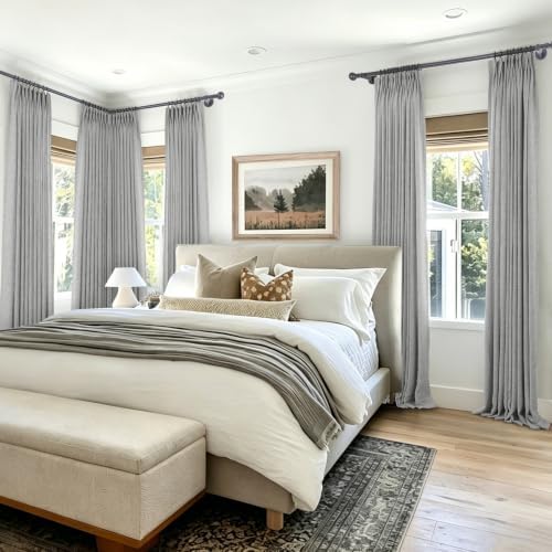 Macochico Extra Long Pinch Pleated Linen Curtains 108 Inches Long for