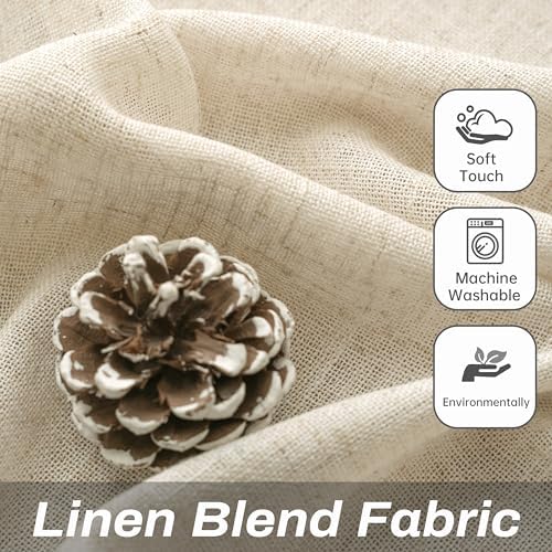 DriftAway Natural Linen Curtains 120 Inches Long 3 Pound Thick Semi