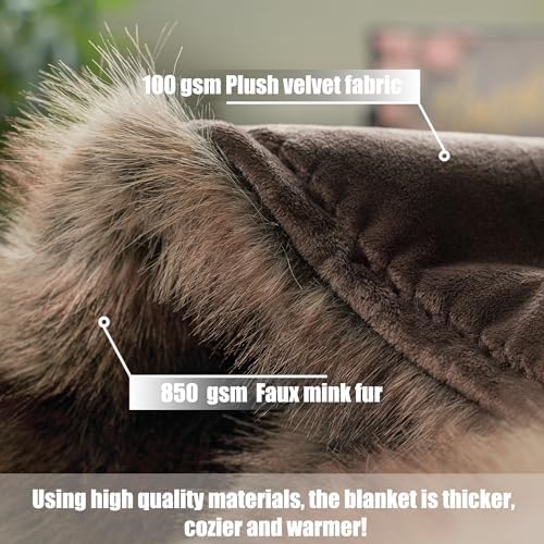 INCHGRASS Faux Mink Fur Blanket Luxury Fur Throw Blanket Sofa Fluffy