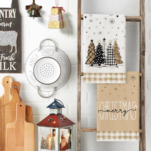 Artoid Mode Brown Plaid Christmas Kitchen Towels Set of 2 18x26 Inch