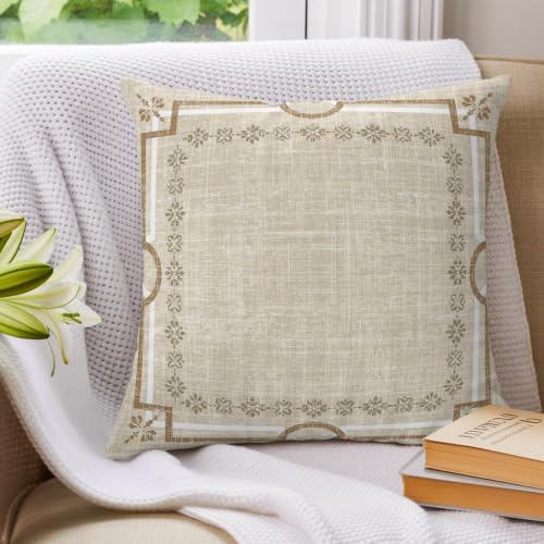 24x24 Pillow Covers Set of 2, Pale Brown Botanical Throw Pillow Covers