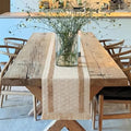 Farmhouse Decor Boho Table Runner with Macrame, Elegant Beige Brown