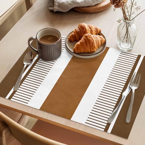Placemats Set of 8, Modern Brown Woven Placemat, Linen Place Mats for