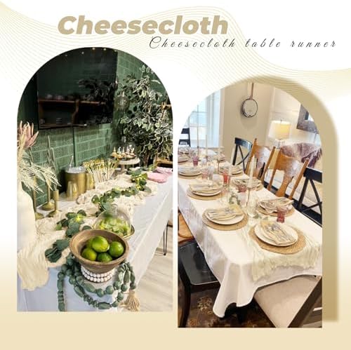 6 Pack Ivory Cheesecloth Table Runner 20 x 120 Inch Gauze Table Runner