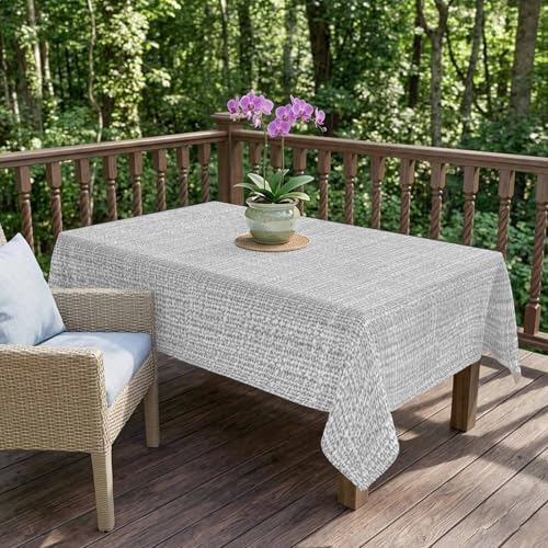 Modern Gray Linen Texture Waterproof Tablecloth for Rectangle