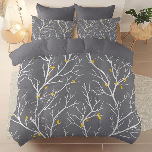 Charcoal Gray Duvet Cover King Size, Reversible Duvet Cover Set with