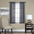 MIUCO Semi Sheer Curtains Poly Linen Textured Solid Grommet Curtains