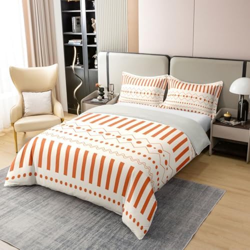 jejeloiu Boho Duvet Cover 100% Cotton Queen Size Modern Geometric