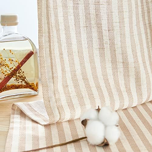 Jinchan Linen Curtains for Living Room and Bedroom - Taupe Striped