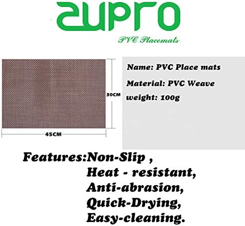 Zupro Placemats Set of 4 Woven PVC18 x12 Everyday use