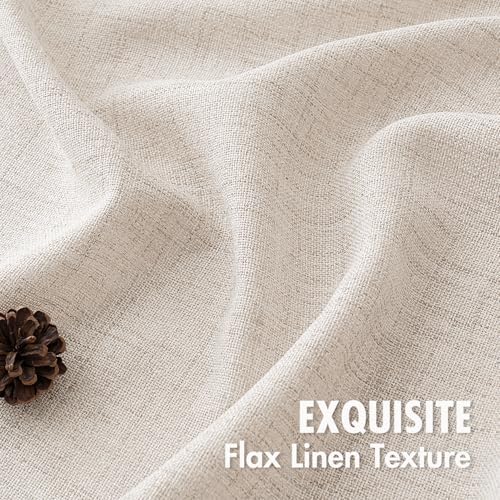 MIULEE Faux Linen Curtains 72 Inch Length 2 Panels Natural Beige Semi