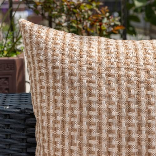 Kevin Textile Outdoor Waterproof 18"x18" Pillow Covers 2 Pack, Light