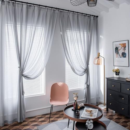 Beydodo Panel Curtains 63 Inch Length, Semi Sheer Curtains for Bedroom