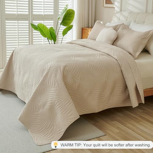 Cmfshape Beige King Quilt Set – Lightweight Thin Quilt King Size