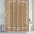 Brown Farmhouse Shower Curtain 84 inches Extra Long Linen Texture