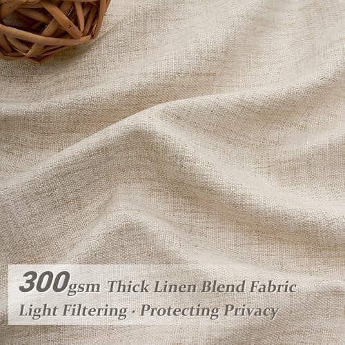 Large Window Natural Linen Curtains 108 Inches Long for Living Room