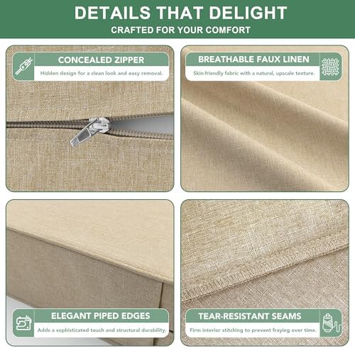 Summsun Outdoor Chair Cushions Set of 4, Faux Linen Patio Furniture