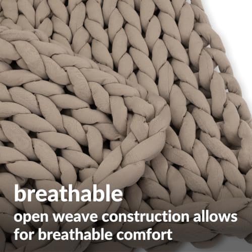 Nuzzie Original Knit Weighted Blanket | Taupe, Queen (22lbs, 60"x80")