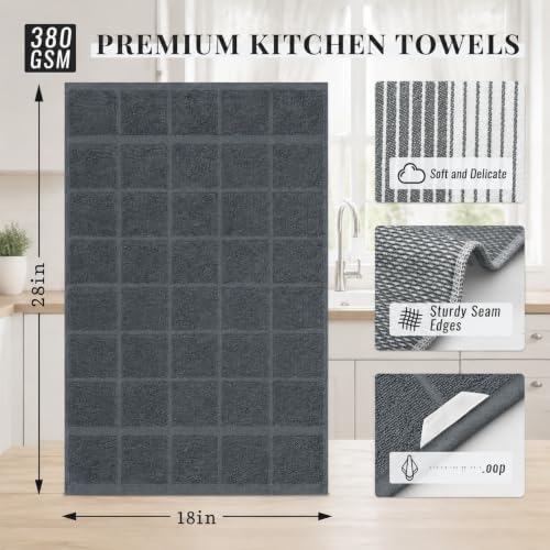 6 Pack Terry Kitchen Towels, 18 X 28 in Grey