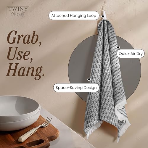 TWINY threads Set of 12 100% Cotton Kitchen Towels, 16"x26", Soft