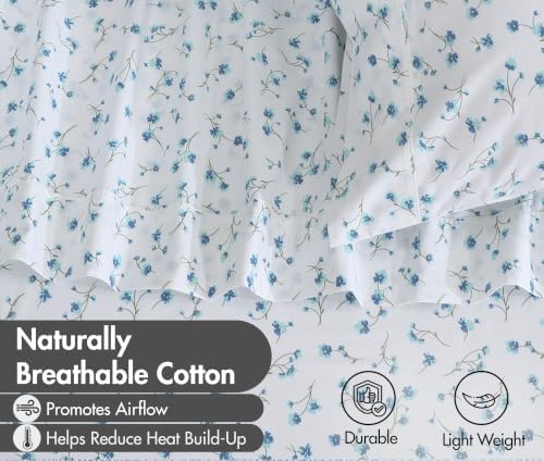ZOYER 100% Cotton Twin Sheets, Percale Weave Twin Sheet Set, La Laa