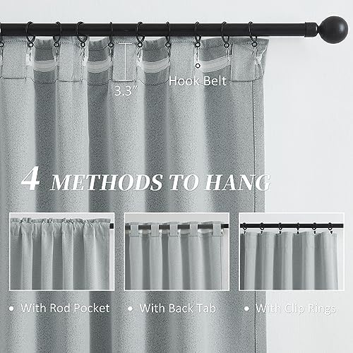 KEQIAOSUOCAI Linen Blackout Curtains 63 Inches Long, Back Tab Rod