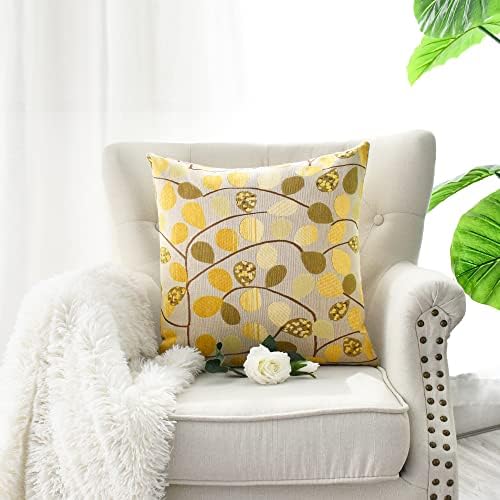 CaliTime Decorative Throw Pillow Covers 20 X 20 Inches Ecru Gold