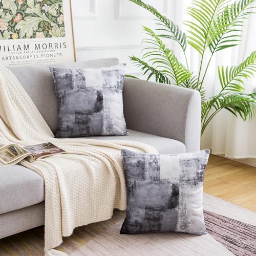 Modern Home Art Decor Throw Pillow Covers Black White 20 x 20 Set of 2