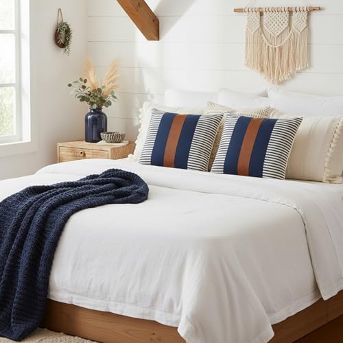 Set of 2 Boho Decorative Throw Pillow Covers 22x22 Inch Farmhouse