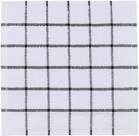 Cotton Dish Cloths, Dish Rags Set of 8, 12Inch x 12Inch,Black Plaid