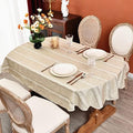 Boho Oval Tablecloth 60 x 84 Inches, Farmhouse Striped Washable