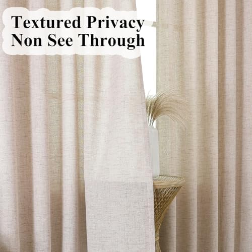 Natural Flax Linen Semi Sheer Curtains & Drapes 108 Inches Long Pinch