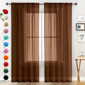 SpaceDresser Basic Rod Pocket Sheer Voile Window Curtain Panels Brown