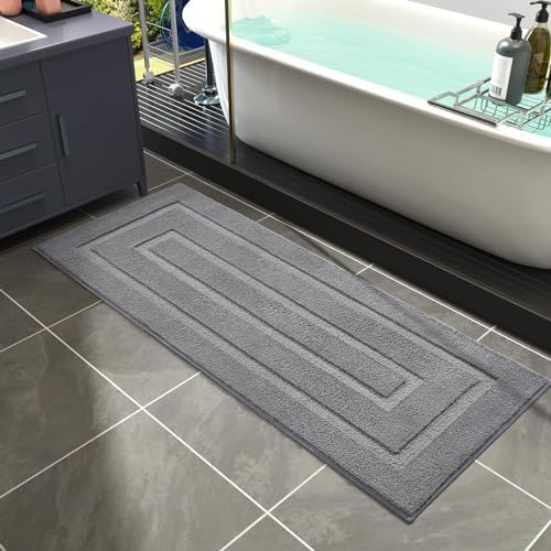 HOMORE Grey Bathroom Rug 2 Set of 24x36 Inch and 24x60 Inch Long