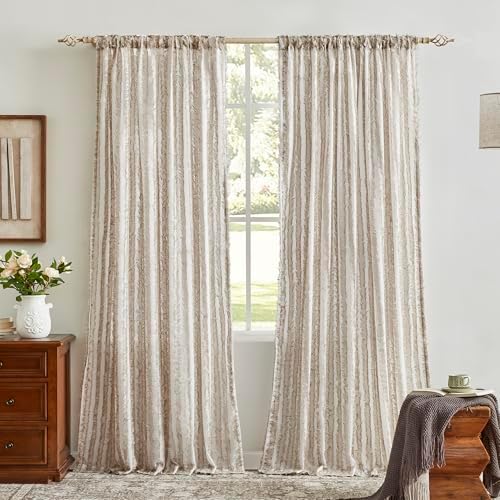 PRIMROSE Light Filtering Sheer Curtains for Living Room 96 Inches