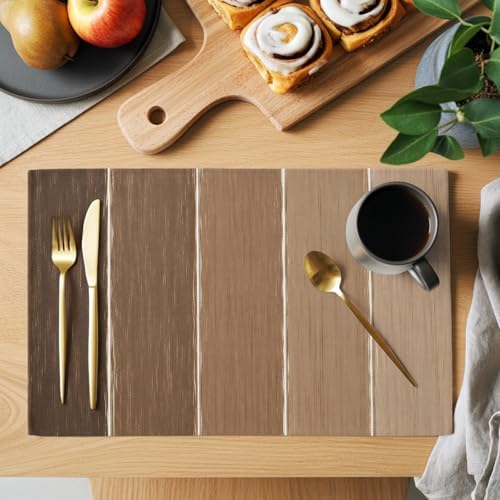 Round Placemats Set of 8 Minimalist Wood Grain Place Mats Neutral