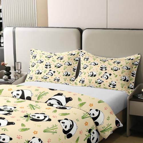 Manfei Cartoon Panda Kids Bedding Set King Size 100% Cotton