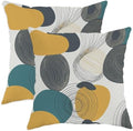 Geometric Throw Pillow Covers Set of 2, Teal and Mustard Abstract