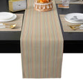 Vintage Beige Stripes Table Mats Set of 6 with Table Runner 90 Inches