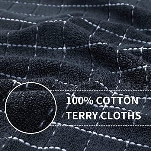 Homaxy 100% Cotton Terry Kitchen Towels, 4 Pack, Dark Grey