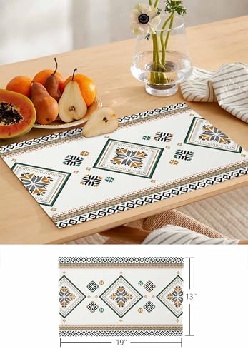 Placemats Set of 8, Beige Boho Woven Placemat, Linen Place Mats for