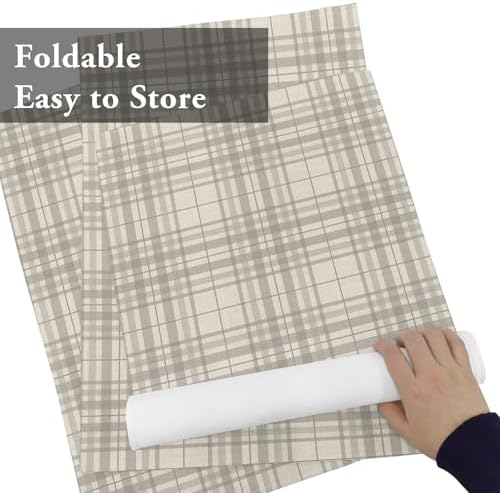 Buffalo Plaid Placemats Set of 8, Cotton Linen Fabric Place Mats