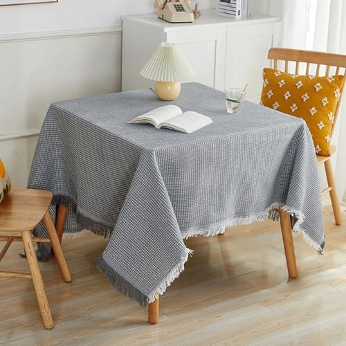 Square End Table Cloth, 70" x 70", Cotton, Solid Color with Tassels