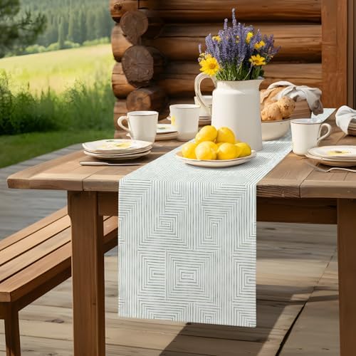 Minimalist Geometric Table Runner for Dining Table Rustic Modern Beige