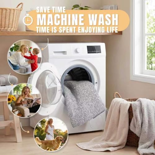 Yimobra Non Slip Machine Washable Bathroom Rug 60x24 Grey and White