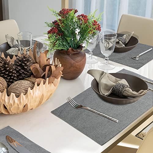 Sieral 12 Set Cloth Placemats Rectangle Dining Table Placemat, Dark