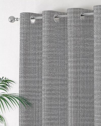 Slate Gray Curtains 63 inches Long for Living Room Bedroom Rustic