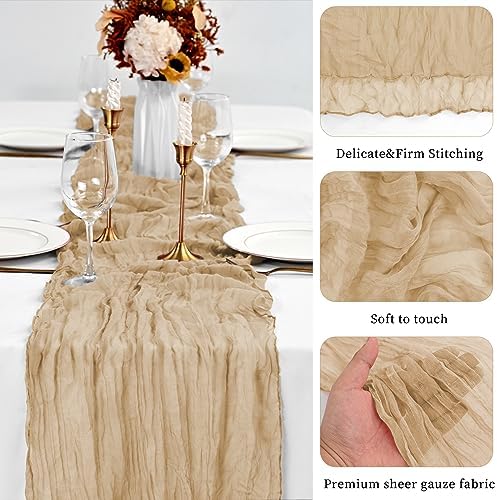 10 Pack Beige Table Runner 10Ft Cheesecloth Table Runner Boho Gauze