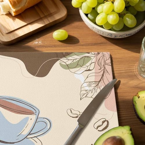 Placemats Set of 8, Boho Coffee Woven Placemat, Linen Place Mats for