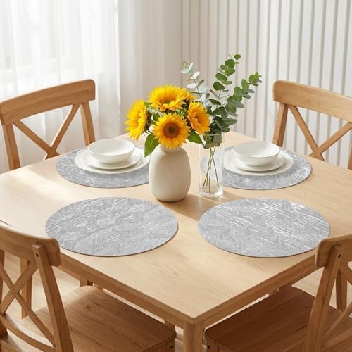Minimalist Geometric Faux Leather Placemats Set of 6, 15in, Waterproof